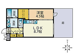 桂ドミール 1階1LDKの間取り