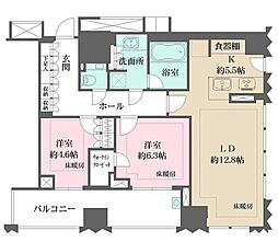 JR総武線 飯田橋駅 徒歩8分の賃貸マンション 4階2LDKの間取り