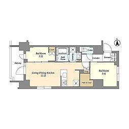 JR山手線 上野駅 徒歩6分の賃貸マンション 11階2LDKの間取り