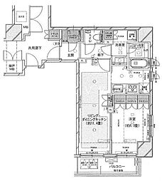 東京メトロ日比谷線 築地駅 徒歩1分の賃貸マンション 4階1LDKの間取り