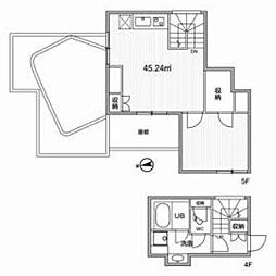都営大江戸線 牛込柳町駅 徒歩1分の賃貸マンション 5階1LDKの間取り