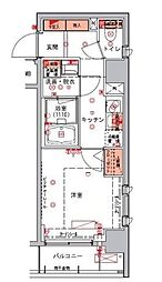 東京メトロ日比谷線 茅場町駅 徒歩6分の賃貸マンション 10階1Kの間取り