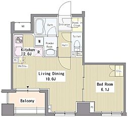 東京メトロ有楽町線 月島駅 徒歩6分の賃貸マンション 6階1LDKの間取り
