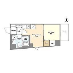 東京メトロ銀座線 稲荷町駅 徒歩8分の賃貸マンション 6階1DKの間取り