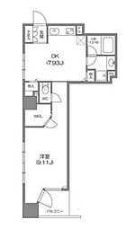 東京メトロ日比谷線 茅場町駅 徒歩7分の賃貸マンション 11階1DKの間取り