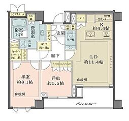 JR中央線 四ツ谷駅 徒歩5分の賃貸マンション 6階2LDKの間取り