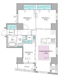 東京メトロ日比谷線 秋葉原駅 徒歩10分の賃貸マンション 7階3LDKの間取り