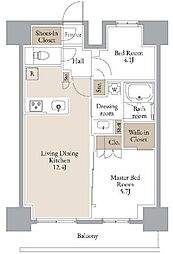 JR総武線 浅草橋駅 徒歩6分の賃貸マンション 11階2LDKの間取り
