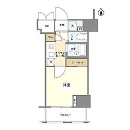 都営三田線 春日駅 徒歩1分の賃貸マンション 5階1Kの間取り