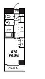 東京メトロ有楽町線 新富町駅 徒歩2分の賃貸マンション 7階1Kの間取り