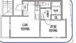 東京メトロ丸ノ内線 茗荷谷駅 徒歩10分の賃貸アパート 2階1LDKの間取り