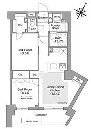 東京メトロ有楽町線 護国寺駅 徒歩4分の賃貸マンション 1階2LDKの間取り