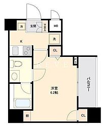 JR山手線 東京駅 徒歩13分の賃貸マンション 11階1Kの間取り