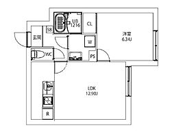 都営三田線 春日駅 徒歩11分の賃貸マンション 3階1LDKの間取り