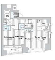 ザ・グランクラッセ日本橋イースト 3LDKの間取図画像