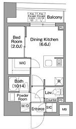 コンフォリア・リヴ八丁堀 1DKの間取図画像