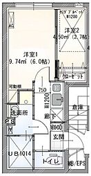 谷田部ビル 2Kの間取図画像