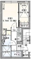 谷田部ビル 2Kの間取図画像
