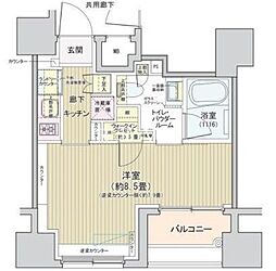 東京メトロ銀座線 銀座駅 徒歩10分の賃貸マンション 10階1Kの間取り