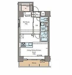 東京メトロ日比谷線 秋葉原駅 徒歩10分の賃貸マンション 11階1LDKの間取り