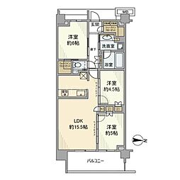 プラウド新丸子エアリーコート 3LDKの間取図画像