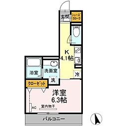 たか表参道 2階1Kの間取り