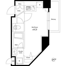 メインステージ川崎VIIIヴィアート 4階ワンルームの間取り
