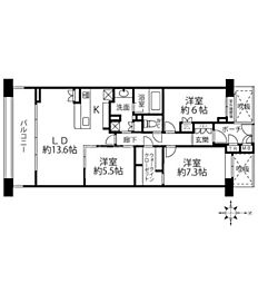 アルス武蔵小杉 5階3LDKの間取り