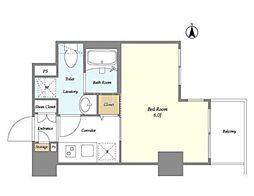 Ｌａ　Ｄｏｕｃｅｕｒ川崎II 6階1Kの間取り