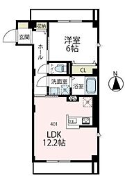 ベアレステ川崎 4階1LDKの間取り