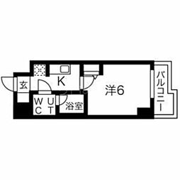 スパシエソリデ武蔵小杉 5階1Kの間取り