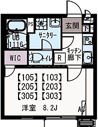 ＩＸＯ川崎小田栄 1階1Kの間取り