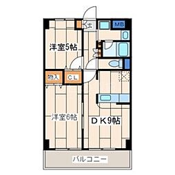 メゾンフローレ 3階2DKの間取り