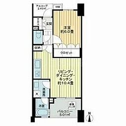 イクシア横浜鶴見 4階1LDKの間取り