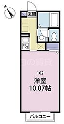 コーラルブルー 1Kの間取図画像