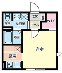 オーロラハイツ小向A棟 1Kの間取図画像