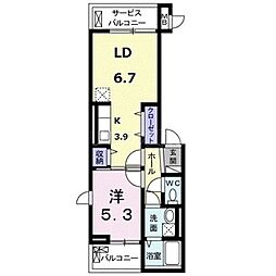 ベルアンジュ 1LDKの間取図画像