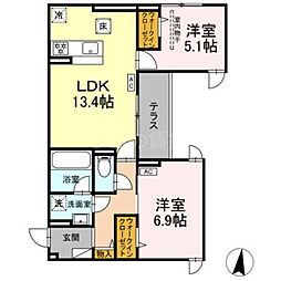 DPaina子母口 2LDKの間取図画像