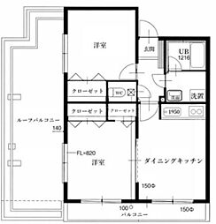 グリーンジュネス 2DKの間取図画像
