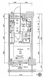 AXAS旗の台 1Kの間取図画像