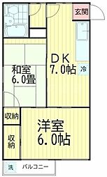 光ハウス 2DKの間取図画像