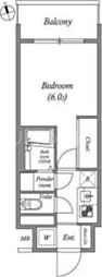 ディームス品川南大井 1Kの間取図画像