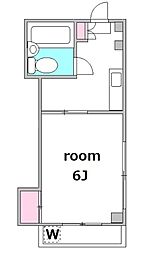 ベルシャトル 2階1Kの間取り