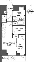 コンフォリア・リヴ西蒲田 10階2DKの間取り
