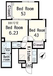 セブンパレス 1階3Kの間取り