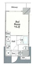 プレール目黒リバーサイド 8階1Kの間取り