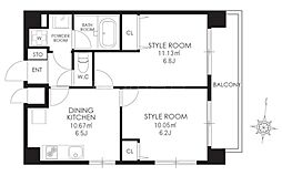 CALLAS STYLE TAMAGAWA 6階2DKの間取り