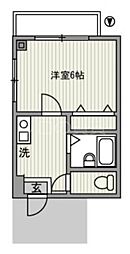 フローラ 2階1Kの間取り