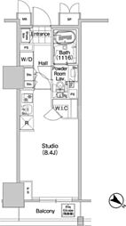 コンフォリア蒲田 13階ワンルームの間取り