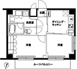 ルーブル北嶺町 4階2DKの間取り